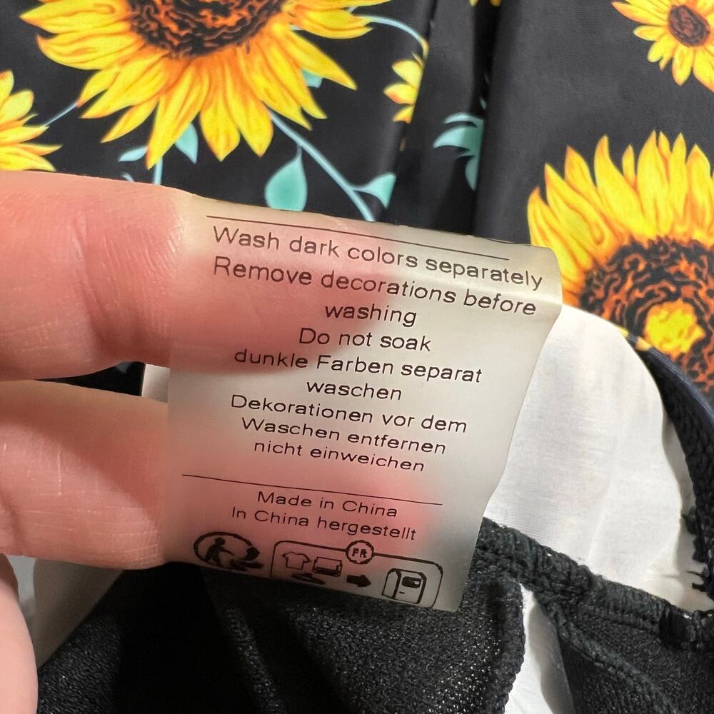 Hanna Nikole Womens Swimsuit Dress Sunflower Print Asymmetrical Hem Blue Yellow - Picture 12 of 16